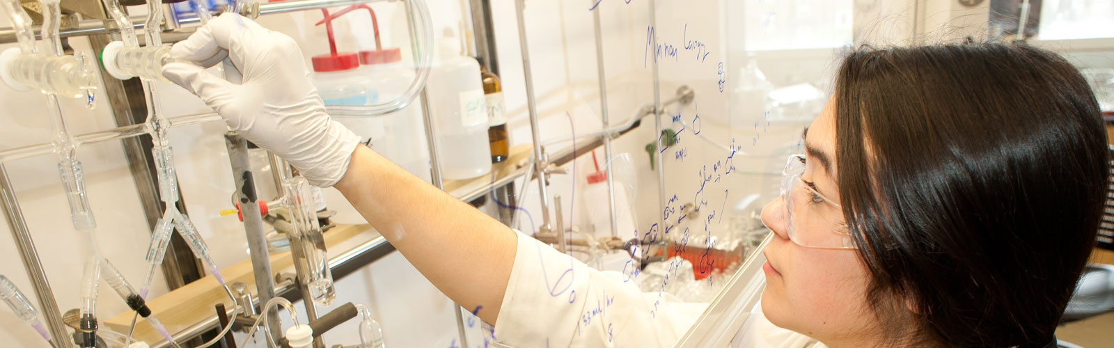 woman examining test tubes