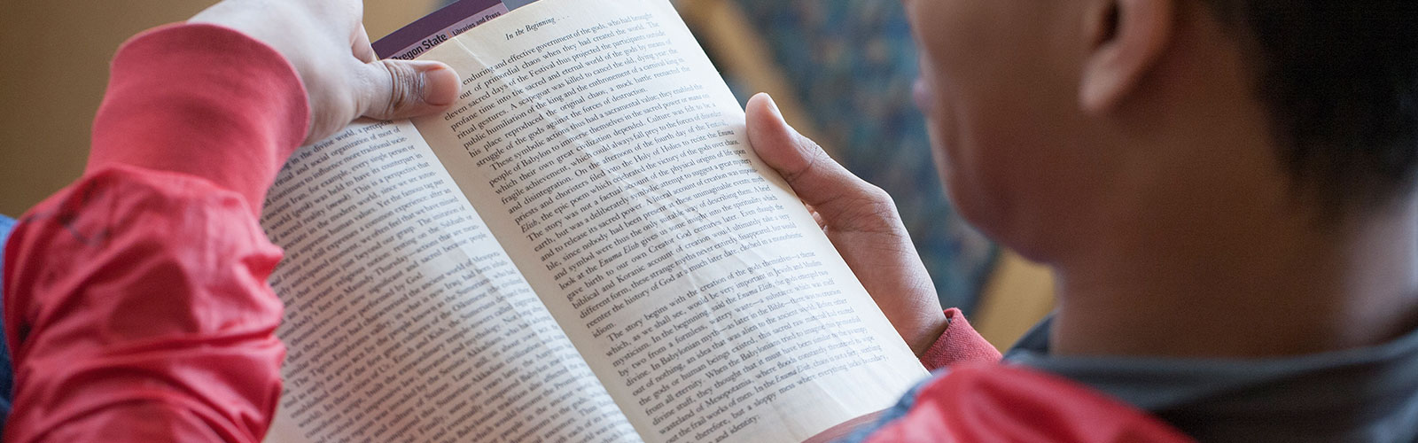 student reading a book